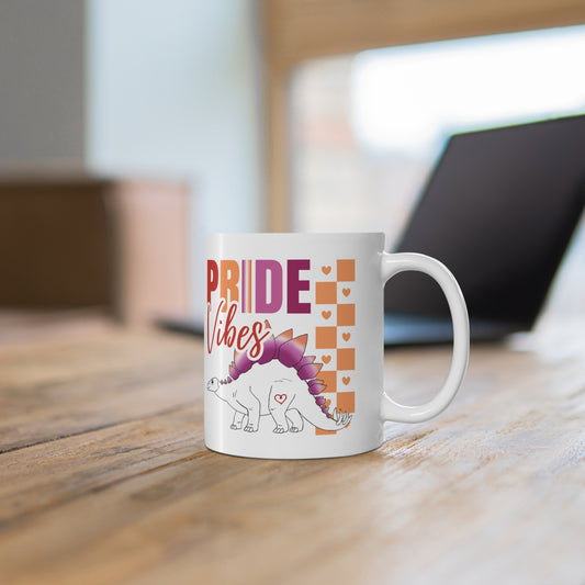 Stegosaurus Pride Vibes | 11 oz Coffee Mug | Lesbian Pride