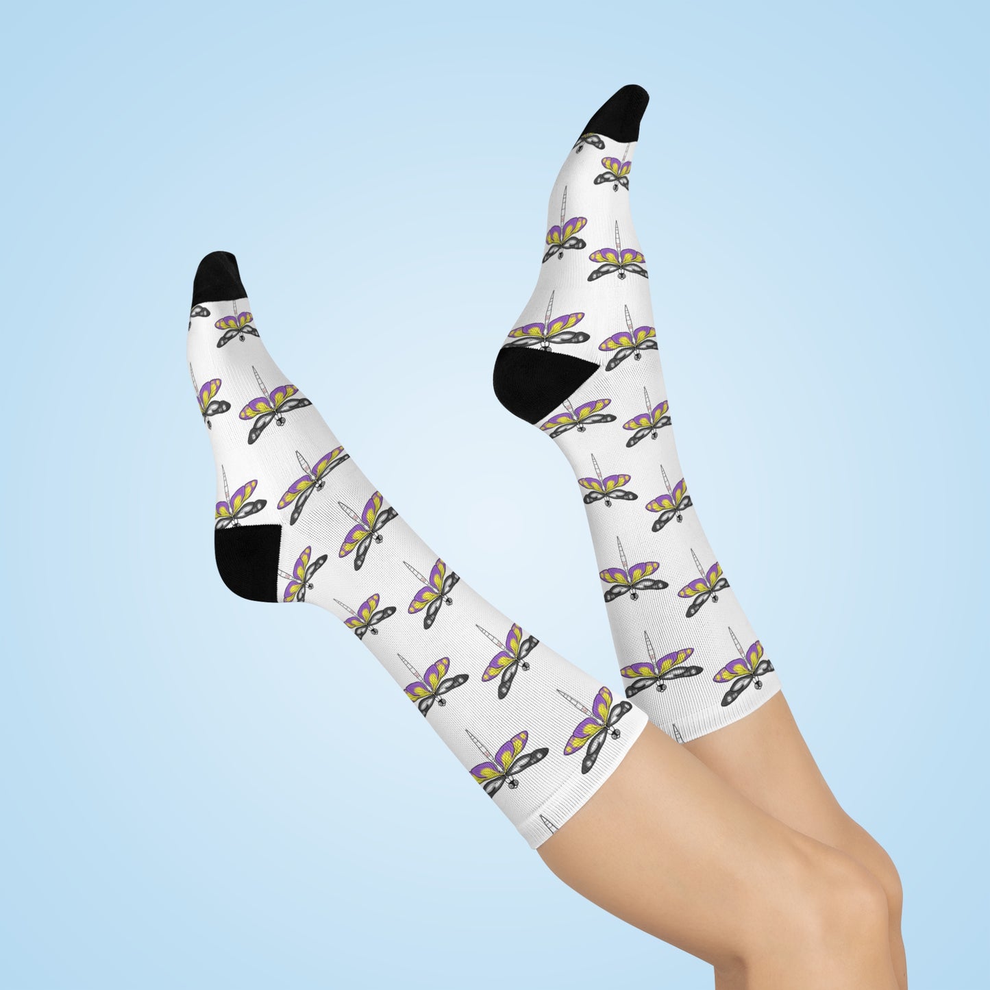 Dragonfly | Non Binary Pride | Cushioned Crew Socks