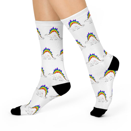 Stegosaurus | Rainbow Pride | Cushioned Crew Socks