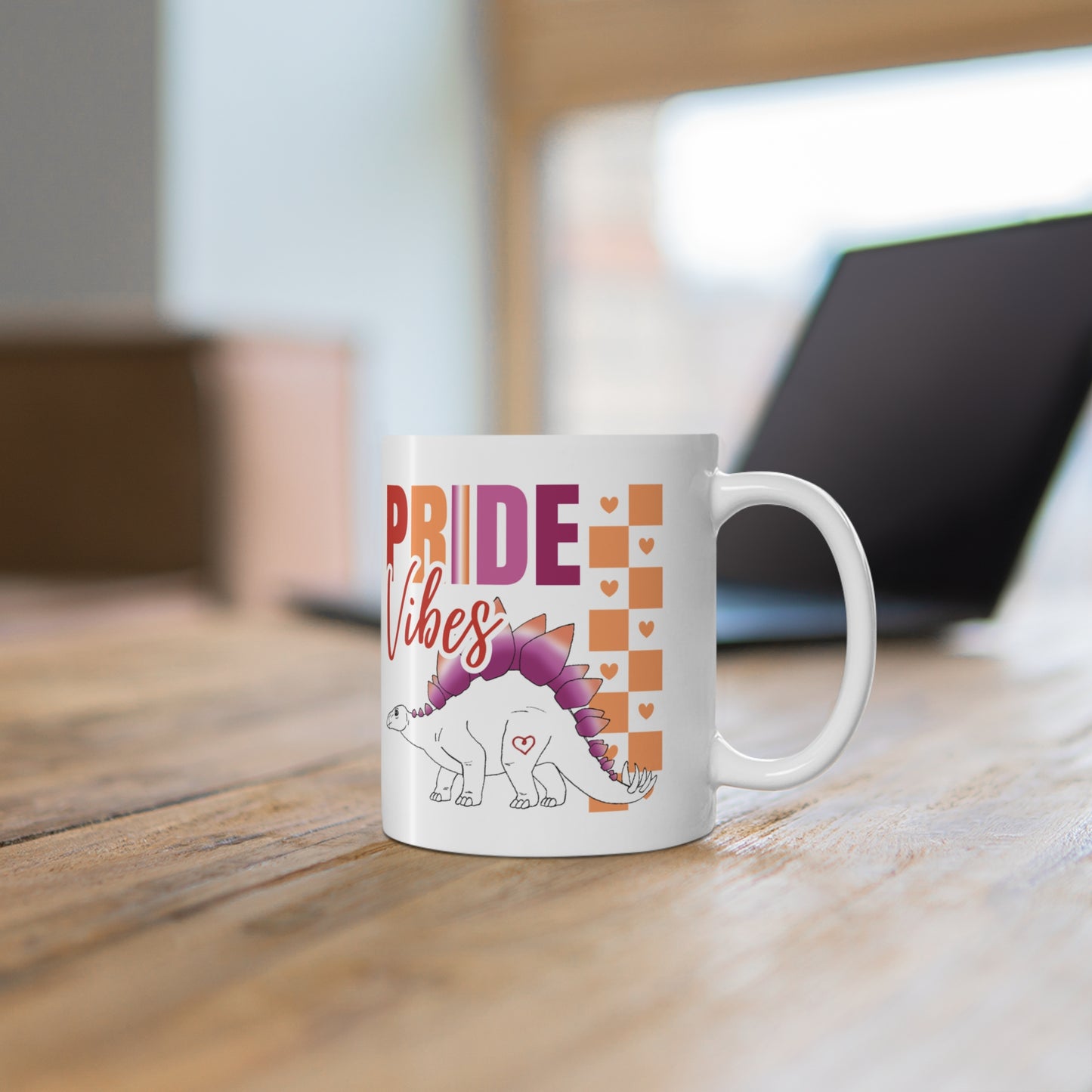 Stegosaurus Pride Vibes | 11 oz Coffee Mug | Lesbian Pride